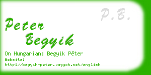 peter begyik business card