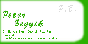 peter begyik business card